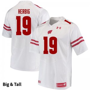 Men's Wisconsin Badgers NCAA #19 Nick Herbig White Authentic Under Armour Big & Tall Stitched College Football Jersey HK31T06UG